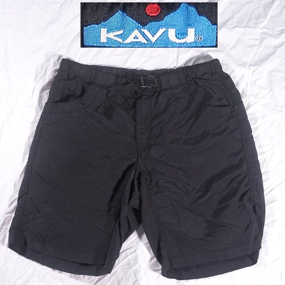 Kavu Shorts Black Mens Small Buckle Belt